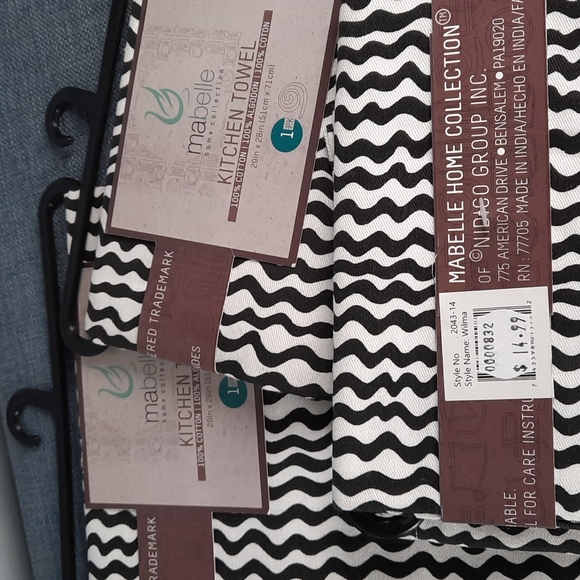 Black White Kitchen Dish Towel Cotton Urban Modern Washable Set - Picture 5 of 5